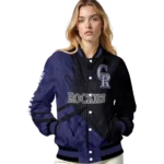 customized colorado rockies hexagon mesh blue black varsity jacket best selling
