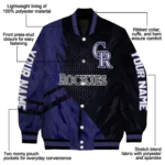 customized colorado rockies hexagon mesh blue black varsity jacket best selling