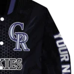 customized colorado rockies hexagon mesh blue black varsity jacket best selling