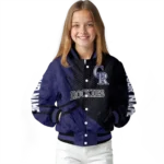 customized colorado rockies hexagon mesh blue black varsity jacket best selling