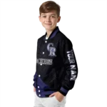 customized colorado rockies hexagon mesh blue black varsity jacket best selling