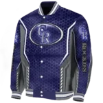 customized colorado rockies power plate blue varsity jacket best selling