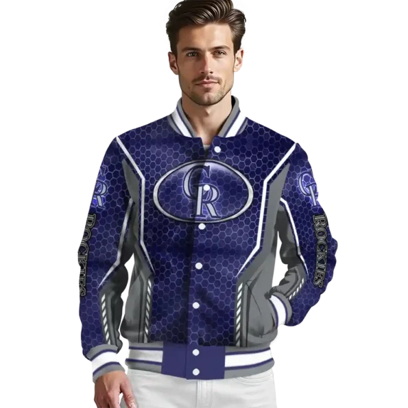 customized colorado rockies power plate blue varsity jacket high quality