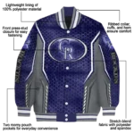 customized colorado rockies power plate blue varsity jacket best selling