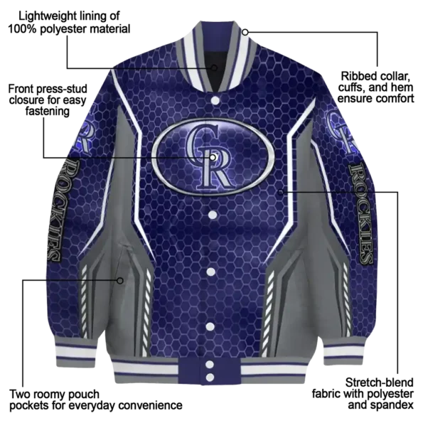 customized colorado rockies power plate blue varsity jacket new arrival