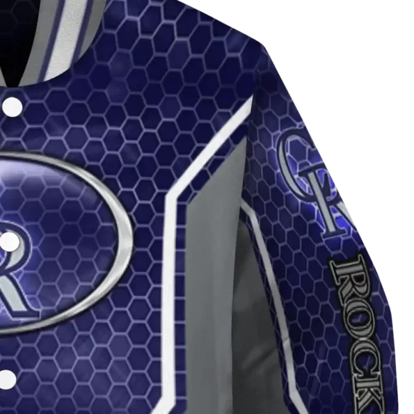 customized colorado rockies power plate blue varsity jacket premium grade