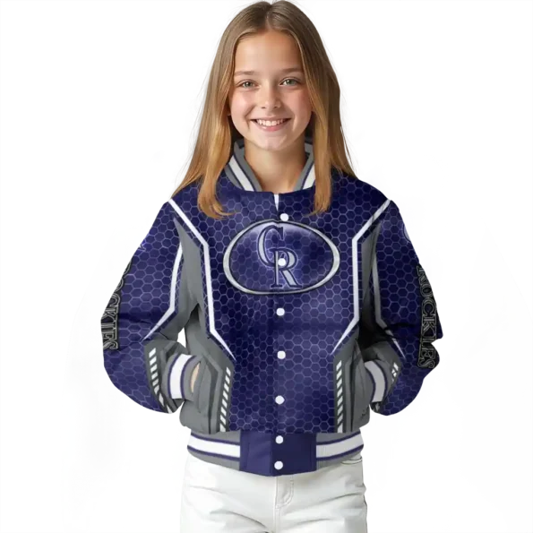 customized colorado rockies power plate blue varsity jacket top rated
