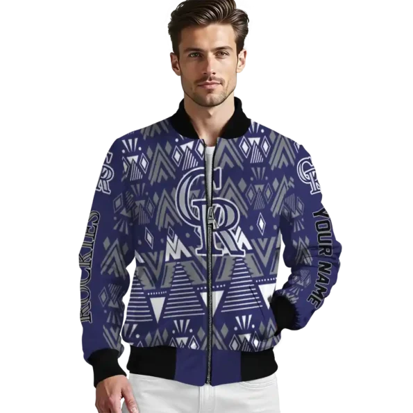 customized colorado rockies pyramid shapes blue bomber jacket high quality