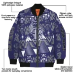 customized colorado rockies pyramid shapes blue bomber jacket best selling
