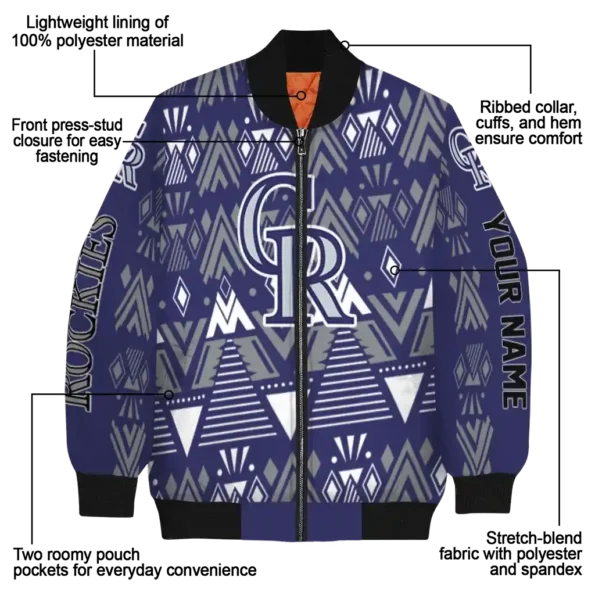 customized colorado rockies pyramid shapes blue bomber jacket new arrival