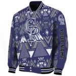 customized colorado rockies pyramid shapes blue varsity jacket best selling