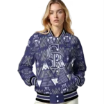 customized colorado rockies pyramid shapes blue varsity jacket best selling
