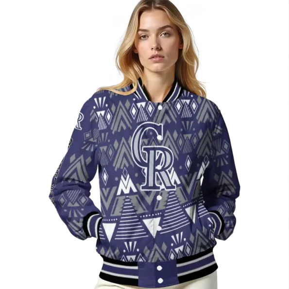 customized colorado rockies pyramid shapes blue varsity jacket latest model