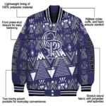 customized colorado rockies pyramid shapes blue varsity jacket best selling