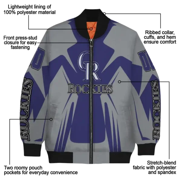customized colorado rockies spider mark blue black crocs bomber jacket new arrival