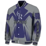 customized colorado rockies spider mark blue black crocs varsity jacket best selling