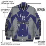 customized colorado rockies spider mark blue black crocs varsity jacket best selling