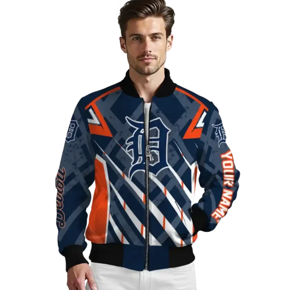 customized detroit tigers chevron angles navy bomber jacket high quality
