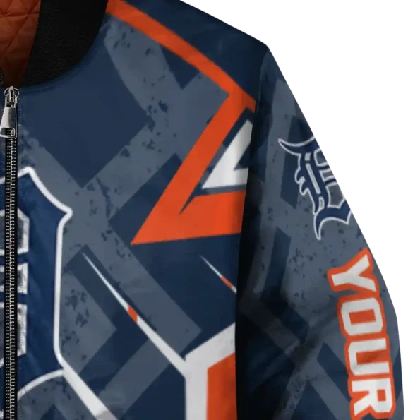 customized detroit tigers chevron angles navy bomber jacket premium grade