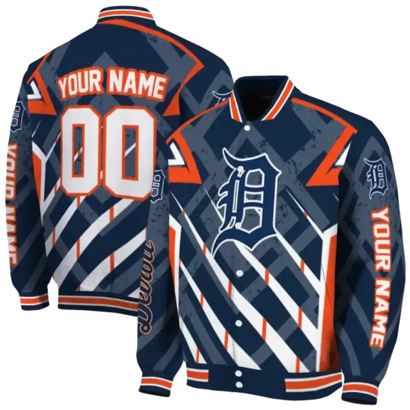 customized detroit tigers chevron angles navy varsity jacket fashion forward