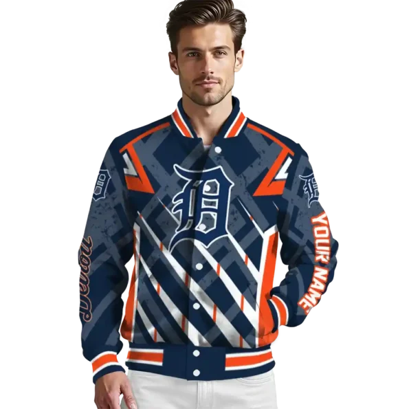 customized detroit tigers chevron angles navy varsity jacket high quality