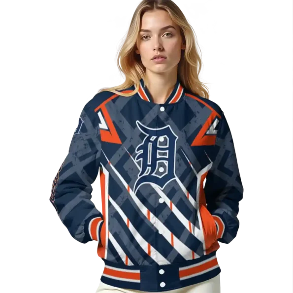customized detroit tigers chevron angles navy varsity jacket latest model