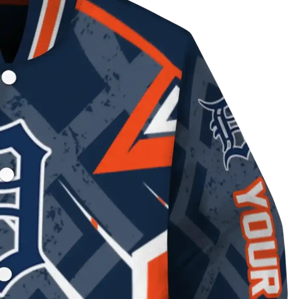 customized detroit tigers chevron angles navy varsity jacket premium grade