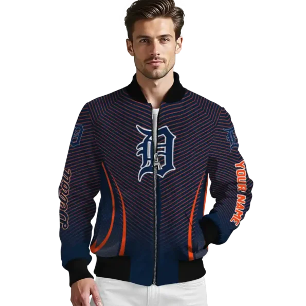 customized detroit tigers chevron arrow navy bomber jacket high quality