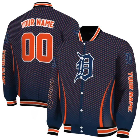 customized detroit tigers chevron arrow navy varsity jacket fashion forward