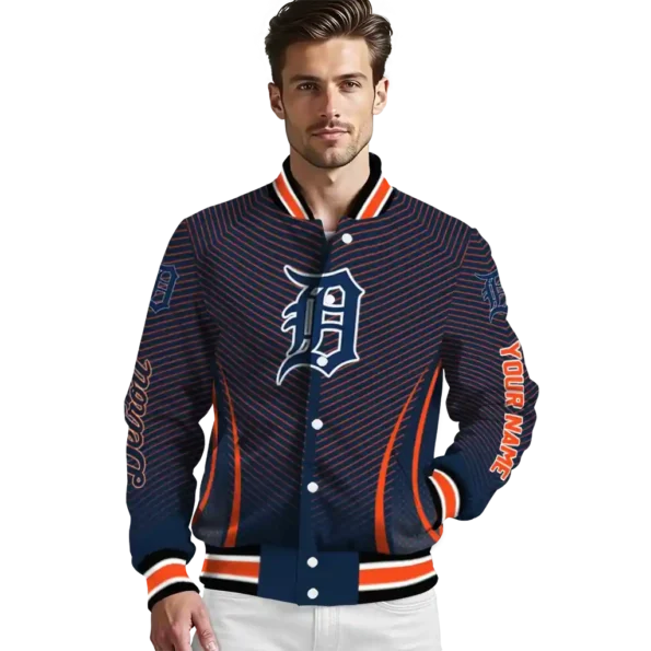 customized detroit tigers chevron arrow navy varsity jacket high quality
