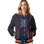 customized detroit tigers chevron arrow navy varsity jacket best selling