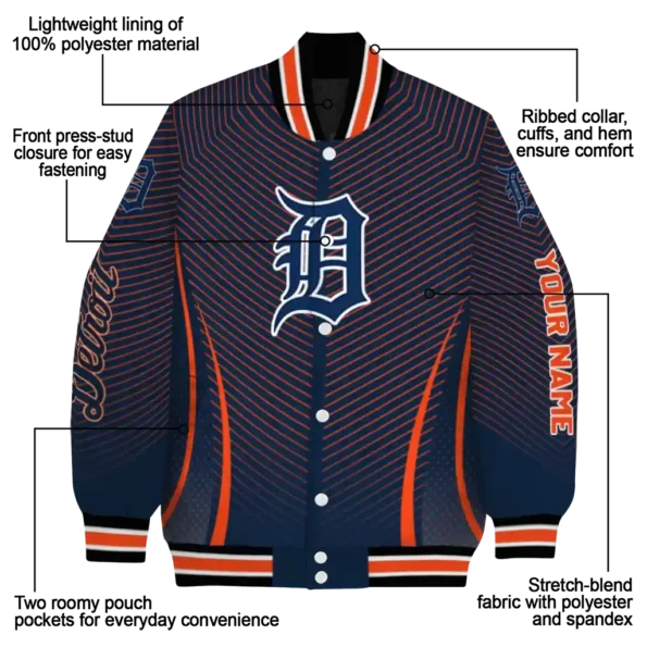 customized detroit tigers chevron arrow navy varsity jacket new arrival