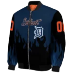 customized detroit tigers flame border navy black bomber jacket best selling