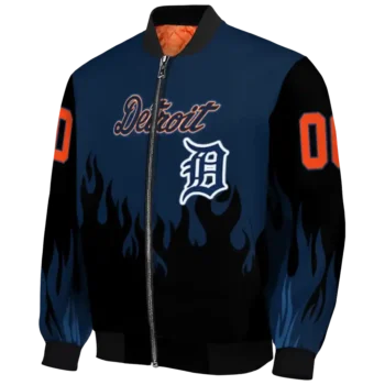 customized detroit tigers flame border navy black bomber jacket best selling