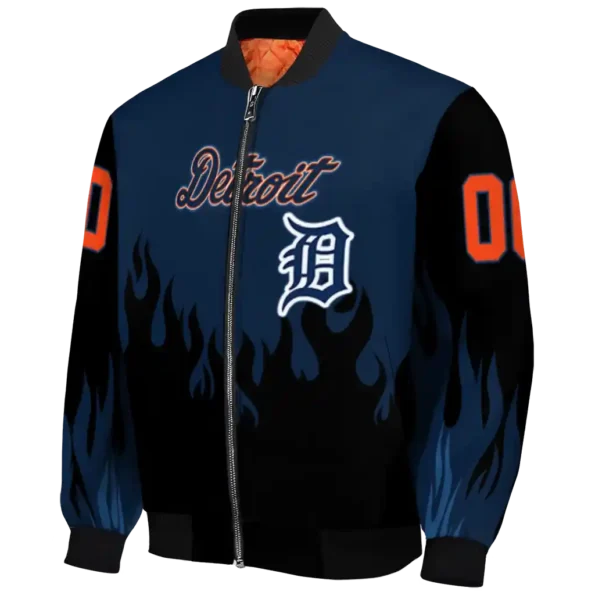 customized detroit tigers flame border navy black bomber jacket best selling
