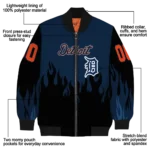 customized detroit tigers flame border navy black bomber jacket best selling