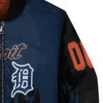 customized detroit tigers flame border navy black bomber jacket best selling