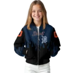 customized detroit tigers flame border navy black bomber jacket best selling