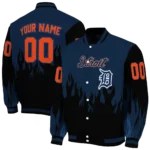 customized detroit tigers flame border navy black varsity jacket best selling