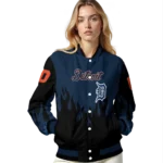 customized detroit tigers flame border navy black varsity jacket best selling