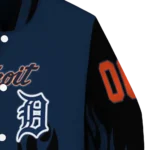customized detroit tigers flame border navy black varsity jacket best selling