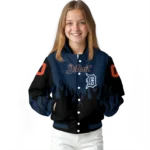 customized detroit tigers flame border navy black varsity jacket best selling
