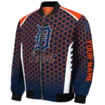 customized detroit tigers hexagon grid navy bomber jacket best selling