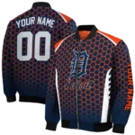 customized detroit tigers hexagon grid navy bomber jacket best selling