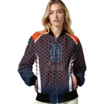 customized detroit tigers hexagon grid navy bomber jacket best selling