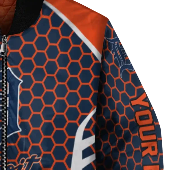 customized detroit tigers hexagon grid navy bomber jacket premium grade