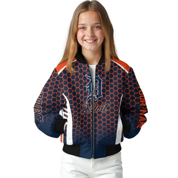 customized detroit tigers hexagon grid navy bomber jacket top rated