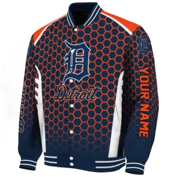 customized detroit tigers hexagon grid navy varsity jacket best selling