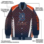 customized detroit tigers hexagon grid navy varsity jacket best selling