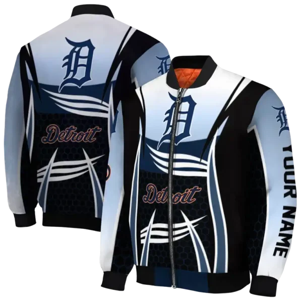 customized detroit tigers mesh effect navy black bomber jacket fashion forward